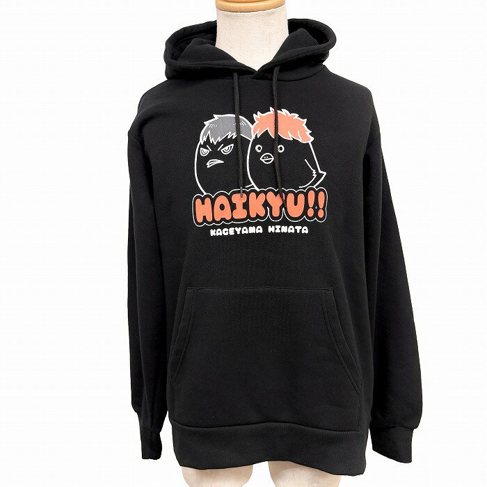 樂天商城 - 【中古】[印象AB] ハイキュー!! TO THE TOP プルオーバーパーカー スウェットシャツ フーディー 裏起毛 メンズ L ブラック 黒×橙×白 ポリエステル×綿 プリント 長袖 中国製 古着 影山飛雄×日向翔陽 KAGEYMA HINATA ロングスリーブ