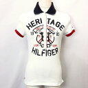 【もうすぐ終了|5/7(火) 09:59まで】＼Rakuten Fashion THE SALE／最大20%OFFクーポン配布中■□【中古】TOMMY HILFIGER トミーヒルフィガー M レディース 女性 ポロシャツ カットソー 鹿の子 ストレッチ ロゴプリント 半袖 ホワイト 白