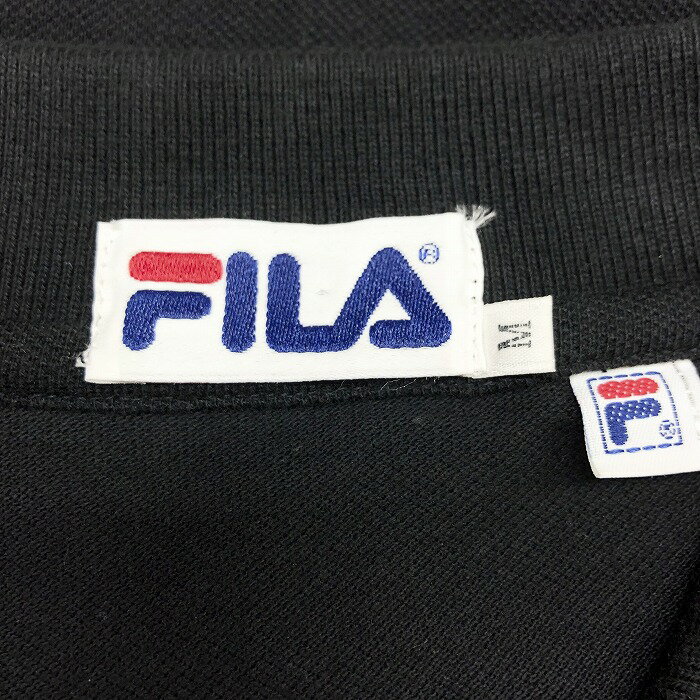 ＼9/11(日)02時まで!!楽天スーパーSALE／最大2,000円OFFクーポン★☆【中古】FILA フィラ M メンズ 男性 ポロシャツ カットソー 鹿の子 インポート古着 ロゴワッペン 半袖 ショートスリーブ 綿100% コットン レッド 赤