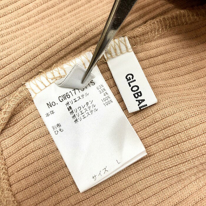 【楽天スーパーSALE＼35%OFF／対象商品】【中古】[印象AB] GLOBAL WORK グローバルワーク リブカットソー レディース L ブラウン系 茶系 ポリエステル×綿 シームレススリーブ レースアップフロント 両面Vネック 半袖 undo-rowa-10045366 Undo Rowa 楽天市場店 サンプル画像3