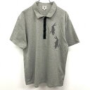 【もうすぐ終了：全品PT20倍】＼FASHION SPECIAL FAIR／最大20 OFFクーポン配布中※バナー参照■□【中古】TK ティーケー 4 メンズ ポロシャツ Tシャツ生地 カットソー 和柄 鯉の刺繍(ラメ糸) フライフロント 半袖 綿100 コットン ヘザーグレー