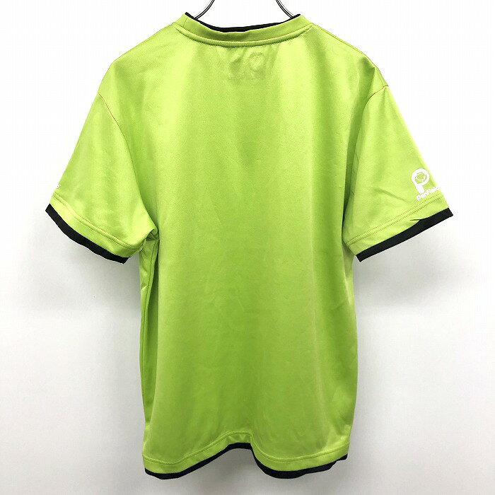 【開催中|GW期間中〜5/7(木)朝09時59分まで＼FASHION SPECIAL FAIR／最大20%OFFクーポン配布中】【中古】PEN FIELD ペンフィールド M メンズ スポーツシャツ Tシャツ カットソー プリント 英字 文字 丸首 半袖 ポリ100% グリーン×ネイビー 黄緑