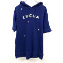 【中古】graniph グラニフ L レディース 女性 プルオーバー パーカー カットソー 刺繍 英字 メキシカンマスク 『LUCHA』 半袖 綿100% ブル...