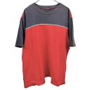 【中古】トミーヒルフィガー TOMMY HILFIGER Tシャツ 鹿の子 袖にワンポイントロゴ刺繍 半袖 ショートスリーブ 丸首 綿100% M レッド 赤×...