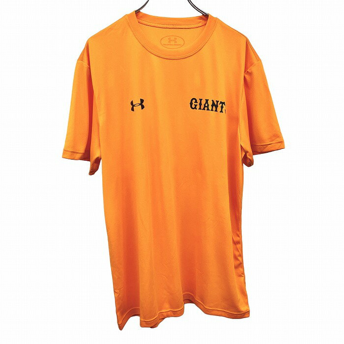 【中古】アンダーアーマー|読売ジャイアンツ 巨人 UNDER ARMOUR|YOMIURI GIANTS 野球 応援シャツ Tシャツ 半袖 ポリ100% オレンジ メンズ