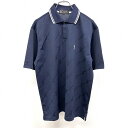 【楽天スーパーSALE限定!! \★半額★/対象商品|6月4日(水)20時00分〜6月11日(水)01時59分まで】【中古】PGA TOUR ピージーエーツアー M メンズ ゴルフ ポロシャツ ゴルファー柄×ダイヤ柄 1つボタン留め 半袖 ポリ100% ネイビー×ホワイト 紺(4)