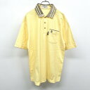 【中古】Munsingwear Grand Slam マンシングウェア M メンズ ゴルフ ポロシャツ 半袖 日本製 綿100% クリームイエロー×グレーブラウ...
