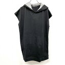 【中古】M.Y マイ エムワイ M レディース ロングパーカー 後ろショート カットソー キモノスリーブ Tシャツ生地 無地 日本製 綿100% ブラック 黒