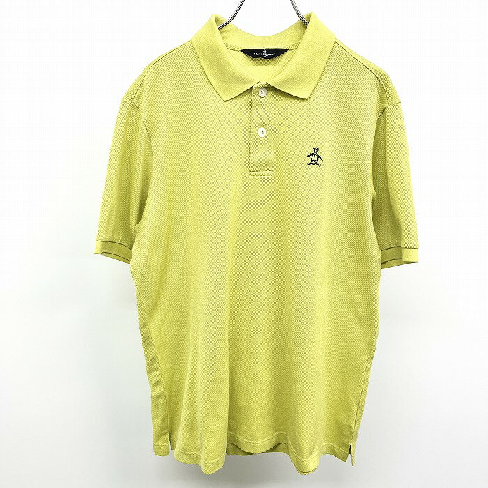 【もうすぐ終了|楽天イーグルス応援キャンペーン エントリー＆3,000円(税込)以上お買い上げで500万ポイント山分けチャンス！】【中古】Munsingwear マンシングウェア LL XL メンズ ゴルフ ポロシャツ 鹿の子 ペンギンの刺繍 半袖 日本製 綿×ポリ グリーンイエロー系 黄色系