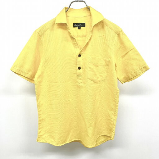 【中古】エディーバウアー Eddie Bauer ポロシャツ スキッパーシャツ 半袖 オープンカラー 無地 胸ポケット 綿×麻 XS イエロー 黄色 メンズ 【中古】エディーバウアー Eddie Bauer ポロシャツ スキッパーシャツ 半袖 オープンカラー 無地 胸ポケット 綿×麻 XS イエロー 黄色 メンズ