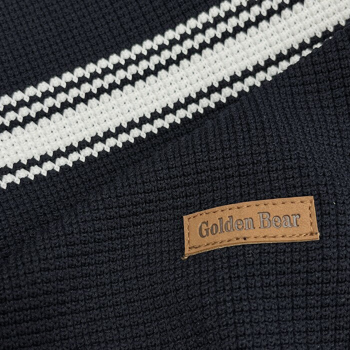 【もうすぐ開催|明日6月1日(日)00時00分〜23時59分＼24時間限定!!毎月1日はワンダフルデー／最大1,000円OFFクーポン】 【中古】ゴールデンベア カットソーベスト ジップアップ ノースリーブ ワッフル生地 ボーダー ポリ100% M ネイビー 紺×白 メンズ(レディース？)