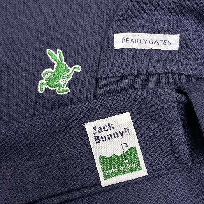 【中古】ジャックバニー バイ パーリーゲイツ Jack Bunny!! by PEARLY GATES ゴルフ ポロシャツ 半袖 綿100% 4 ネイビー 紺 レディース(メンズ？)