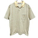 【開催中|全品ポイント10倍|~08/11(月)01:59まで\8月お買い物マラソン/100~2,000円OFFクーポン配布中】【中古】チャップス CHAPS ポロシャツ 開襟 オープンカラー 鹿の子 ボーダー 胸ポケット 半袖 綿100% L クリームイエロー 黄色系×緑×白 メンズ