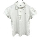 【全品ポイント10倍|開催中|~07/11(金)01:59まで\7月お買い物マラソン/100円~2,000円OFFクーポン配布中】【中古】ラコステ LACOSTE ポロシャツ ストレッチ 鹿の子 ワニの刺繍 パフスリーブ 半袖 裾が少し丸め 日本製 綿×ポリウレタン 42 ホワイト メンズ