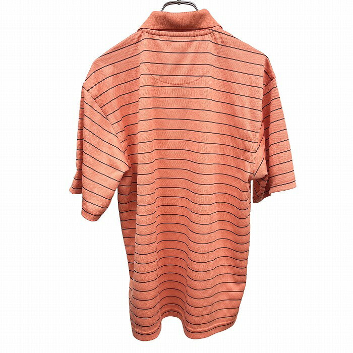 【全品ポイント10倍|〜04/17(木)09:59＼4月お買い物マラソン第二弾 開催中／最大2,000円OFFクーポン配布中】【中古】PGAツアー PGA TOUR ゴルフ ポロシャツ ボーダー ポケット無し 半袖 裾スリット ポリ100% S サーモンピンク サーモンピンク×黒 メンズ
