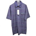 【開催中|全品PT20倍|本日11/1(土)23:59まで\FASHION SPECIAL FAIR & 24時間限定!!毎月1日はワンダフルデー/】【新品/訳アリ】Roy Scott ポロシャツ Tシャツ生地 ボーダー 半袖 胸ポケット 刺繍 日本製 綿100% M パープル 青紫×紺×緑×白 メンズ