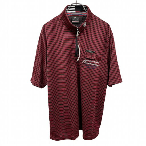【新品】DUNLOP MOTOR SPORT ゴルフ ハイネックポロ ハーフジップシャツ ボーダー 半袖 ポリ100% LL XL レッド 赤×白×黒×紺 メンズ 【新品】DUNLOP MOTOR SPORT ゴルフ ハイネックポロ ハーフジップシャツ ボーダー 半袖 ポリ100% LL XL レッド 赤×白×黒×紺 メンズ