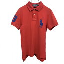 【中古】ポロバイラルフローレン Polo by Ralph Lauren ポロシャツ 鹿の子 スリムフィット ビッグポニー刺繍 半袖 綿100% M レッド 赤...