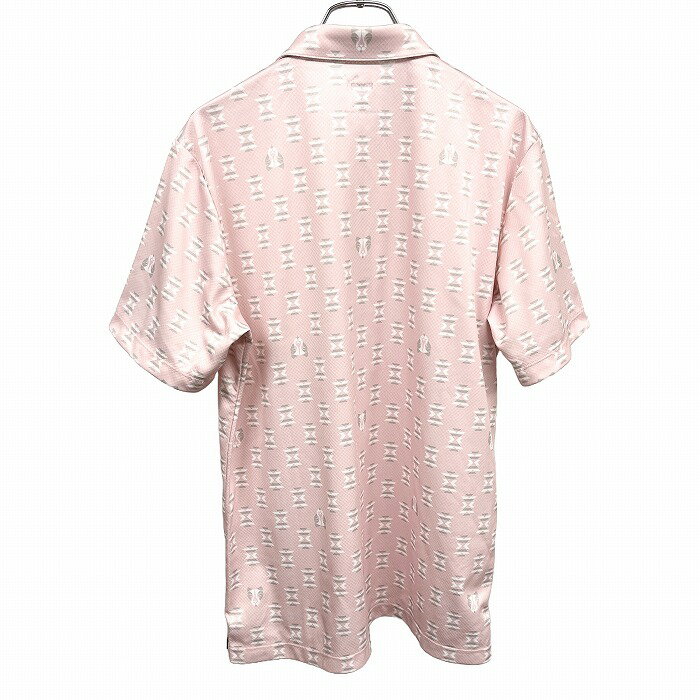 【明日11/04(火)20:00〜11/11(火)01:59まで＼11月お買い物マラソン／100円〜2,000円OFFクーポン配布中】【中古】プーマ PUMA ポロシャツ スポーツ チマヨ風の総柄 半袖 裾の両側にスリット ポケット無し ポリ100% L ピンク ピンク×グレー系×白 メンズ
