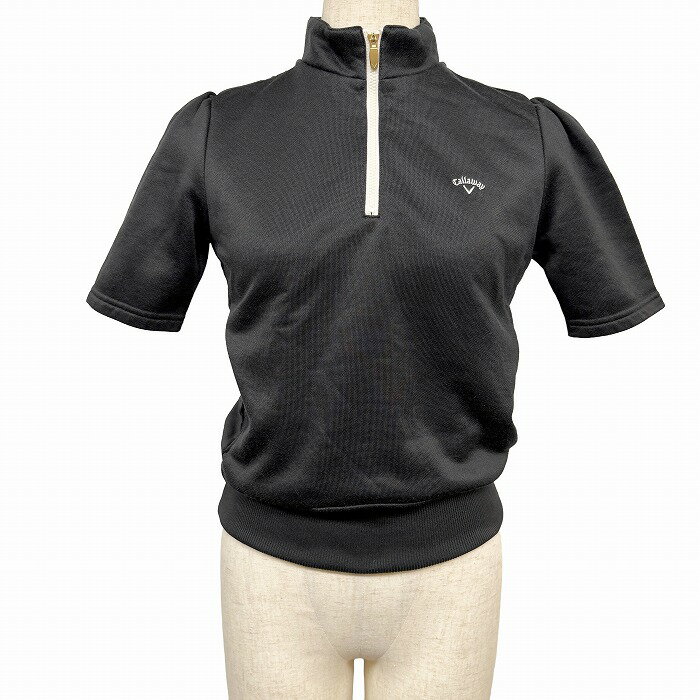 樂天商城 - 【中古】[印象AB] Callaway キャロウェイ カットソー レディース M ブラック 黒×白 ポリ×綿 ウエストの両側にポケットあり ゴルフ ハーフジップ 裏毛 スリムフィット 半袖