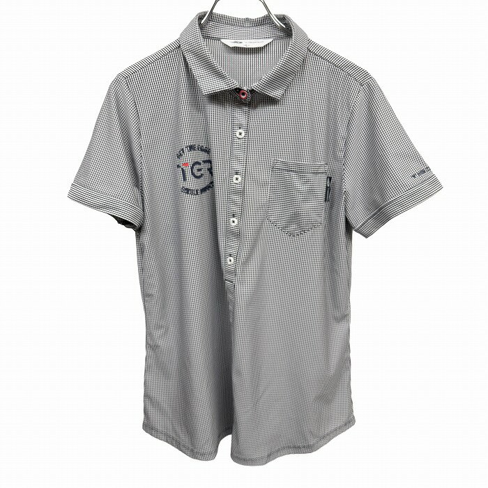 【開催中|21日(金)午前09:59まで＼FASHION SPECIAL FAIR／クーポン配布中|お買い物マラソンは明日3/20(金)20時～】【中古】ティゴラ プルオーバー スポーツシャツ ストレッチ 半袖 ロゴプリント ポリエステル×ポリウレタン L ネイビー 紺×白×赤 レディース