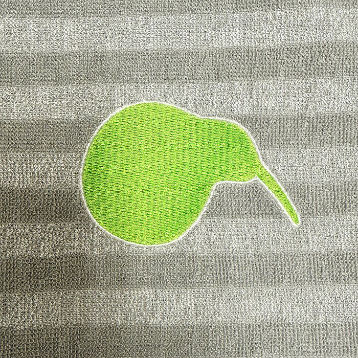 Undo Rowa 楽天市場店の【新品】[印象N] Palms＆co. ポロシャツ レディース L グレー グレー×杢グレー×緑 綿×アクリルなど ポケット無し ロゴ刺繍 裾の両側にスリット ゴルフ 今治パイル タオル地 ボーダー 半袖｜アングル3