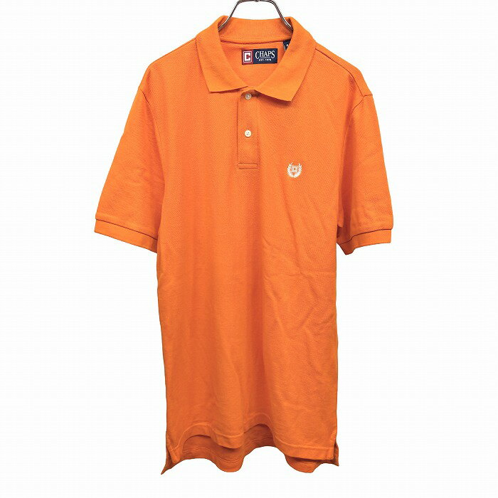 【全品ポイント10倍|開催中|～2/23(月)01:59＼2月後半お買い物マラソン／100円～2,000円OFFクーポン配布中】チャップス 【新品/訳アリ】CHAPS ポロシャツ 鹿の子 着丈が長い 半袖 ロゴ刺繍 ポケット無し 綿100% S オレンジ オレンジ×白 メンズ