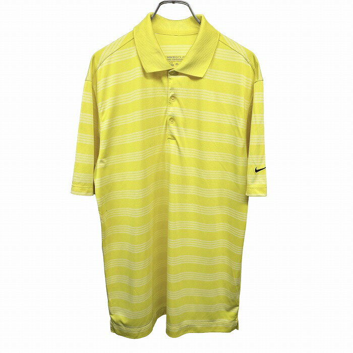 Rakuten - 【中古】[印象AB] NIKE GOLF ナイキ ゴルフ ポロシャツ メンズ M イエロー 黄×白 ポリ100% ボーダー 半袖 ポケット無し ロゴ刺繍 ショートスリーブ
