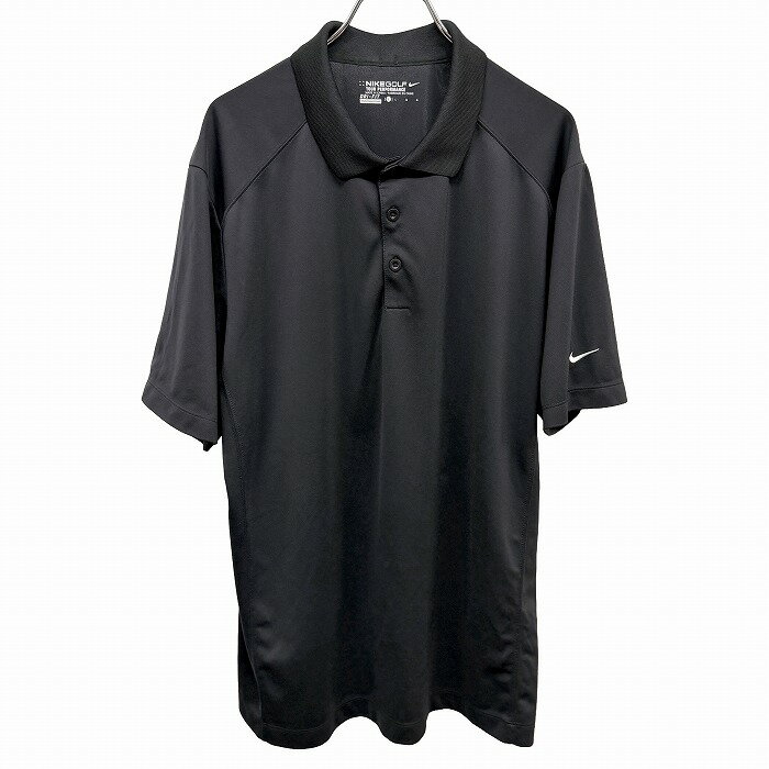 Rakuten - 【中古】[印象AB] NIKE GOLF ナイキゴルフ ポロシャツ メンズ L ブラック ブラック×ホワイト 黒×白 ポリエステル100% ワンポイント 半袖 古着 ドライフィット DRI-FIT ポケット無し ショートスリーブ