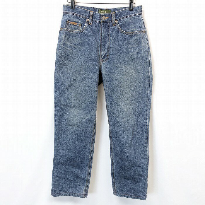 【楽天スーパーSALE限定!! ＼★半額★／対象商品|12月4日(木)20時00分〜12月11日(木)01時59分まで】【中古】Eddie Bauer エディーバウアー 29 メンズ デニム パンツ ジーンズ ジーパン 若干テーパード チェック柄裏地 ロング 綿100% ブルー 青