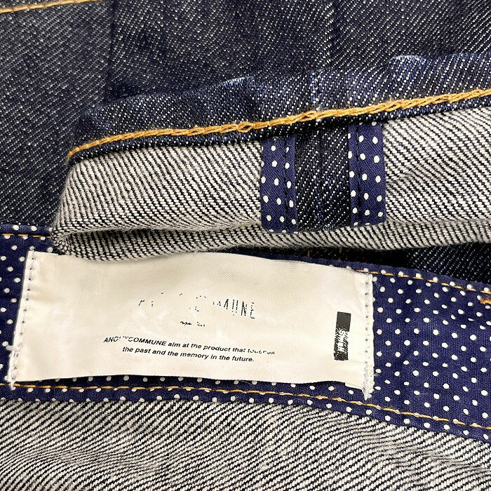 【全品ポイント10倍|開催中|〜9/24(水)01:59＼9月お買い物マラソン／100円〜2,000円OFFクーポン配布中】【中古】Anoutcommune アナウトコミューン M メンズ サルエル デニムパンツ ジーンズ シンチバック 内側の耳とウエストにドット柄 日本製 綿100% 紺