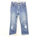 【中古】TOMMY HILFIGER トミーヒルフィガー 28 レディース デニム フレアパンツ ジーンズ ジーパン ボタンフライ USED加工 フラッグタグ 綿100% 青