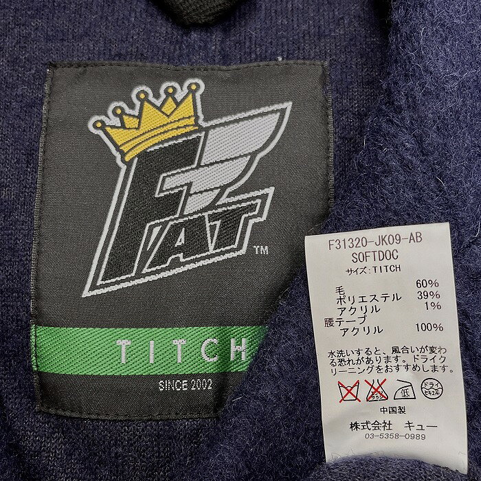 【全品PT20倍!!開催中|〜11/27(木)01時59分まで＼Black Friday★ブラックフライデー／最大2千円OFFクーポンも】【中古】FAT - M (TITCH) メンズ(レディース？) 起毛 テーラードジャケット 4つボタン留め 裏地無し 長袖 毛×ポリ×アクリル ネイビー×グレー 紺