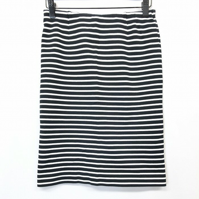 【まもなく終了|全品ポイント10倍|明日1/29(木)午前01:59まで＼1月後半お買い物マラソン／最大2千円OFFクーポン配布中】【中古】Deuxieme Classe ドゥーズィエム クラス 36 レディース 女性 ボーダー柄ストレッチカットソースカート ウエストゴム 裏地付き ブラック 黒