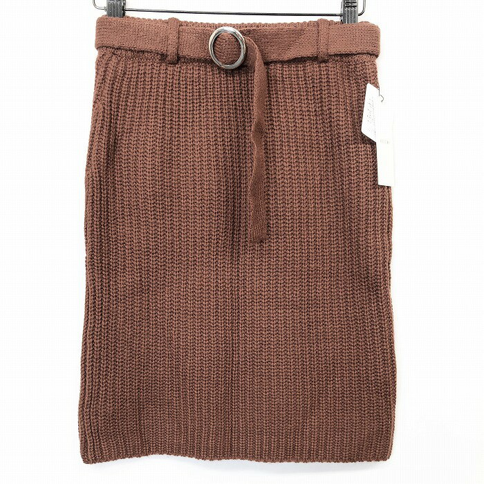 【全品ポイント10倍|同時開催中】＼お買い物マラソン ＆ FASHION SPECIAL FAIR／ 最大20%または2,000円OFFクーポン// 【新品】RESEXXY リゼクシー F レディース リブニットタイトスカート ウエストゴム 裏地付き 無地 ひざ上丈 アクリル100% ブラウン 茶色