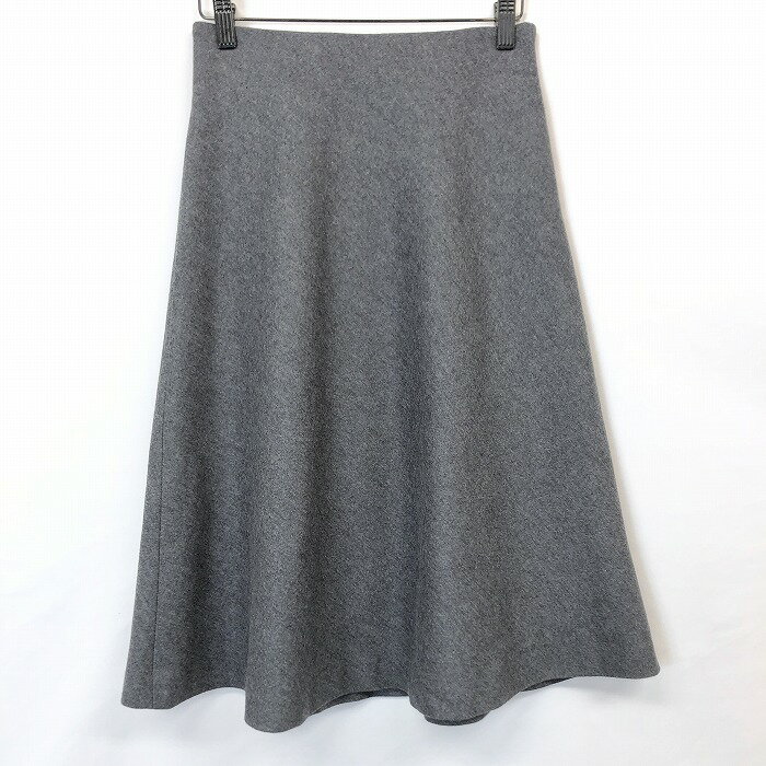 【開催予定＼Black Friday|ブラックフライデー|11/20(木)20時00～／期間中使える最大2千円OFFクーポン配布中】【中古】STRAWBERRY-FIELDS ストロベリーフィールズ - レディース Aライン フレア スカート 裏地付き 無地 ひざ丈 日本製 毛100% メランジ グレー
