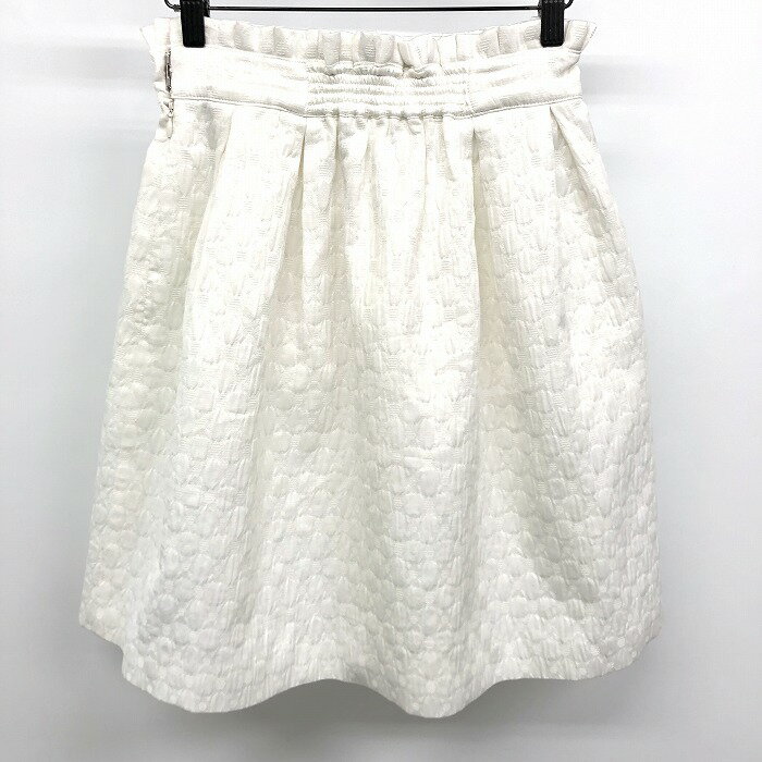 【中古】Riccimie by Tinsley Mortimer リッチミー 1 レディース ジャカード フレアスカート ボックスプリーツ 裏地付き 日本製 オフホワイト