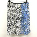 【新品/訳アリ】STYLE ME スタイルミー 9号 M レディース 薄手 総柄 タックスカート 裏地付き ポリ100% オフホワイト×ブラック×ブルー系