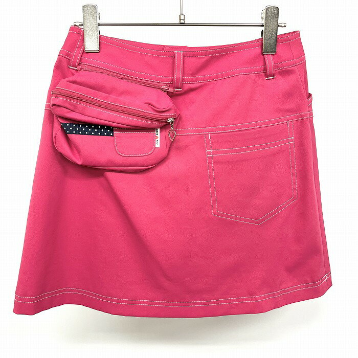 【中古】JUN＆ROPE' ジュンアンドロペ L レディース ゴルフ プリーツスカート 裏地無し ウエストポケット脱着可 日本製 ポリ100% ピンク
