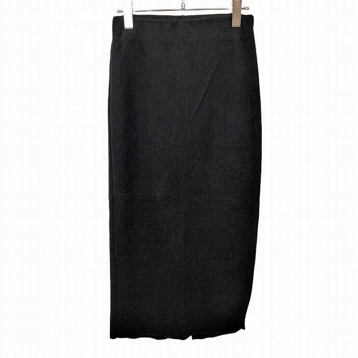Rakuten - 【スーパーSALE★35%OFF★対象商品】【中古】[印象AB] ZARA ザラ リブカットソー / ロングスカート レディース S ブラック 黒 ベルトループ無し ファスナーなど無し 後ろセンターシーム 後ろスリット 無地 ストレッチ 裏地無し 微起毛