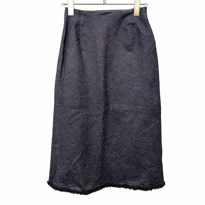 【開催中|全品ポイント10倍|〜03/27(木)01:59まで\お買い物マラソン/100〜2,000円OFFクーポン配布中】【中古】KUMIKYOKU 組曲 Aライン デニムスカート 裏地無し 無地 ロング ストレッチ 綿×ポリウレタン 1(W59-63/H87-91) ブルー 青 レディース