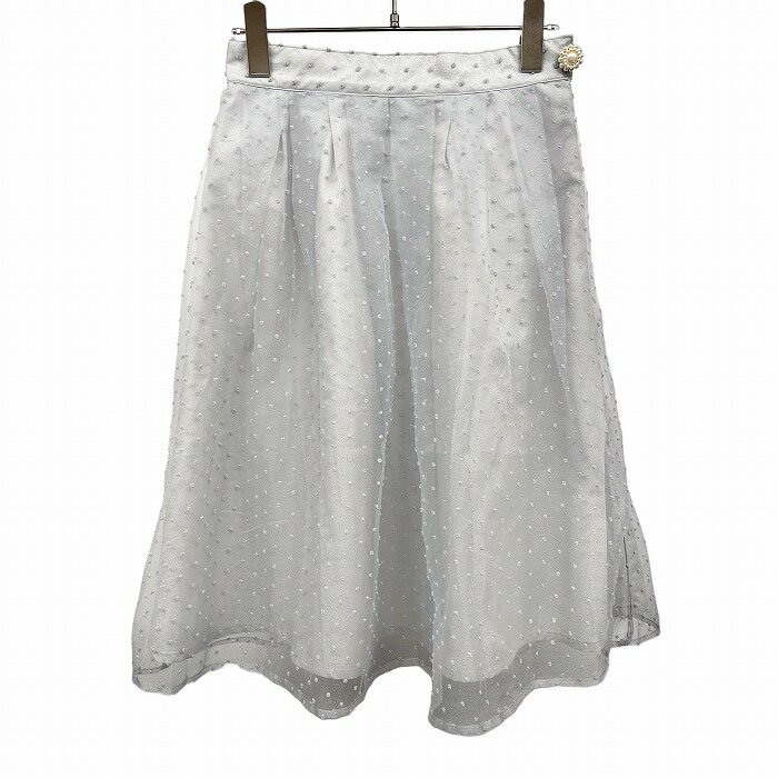 【まもなく終了|全品ポイント10倍|明日1/29(木)午前01:59まで＼1月後半お買い物マラソン／最大2千円OFFクーポン配布中】【新品】an another angelus ひざ丈ドット柄 オーガンジー パネルスカート フレア 裏地は2枚 ウエストゴム ポリ100% F グレー レディース