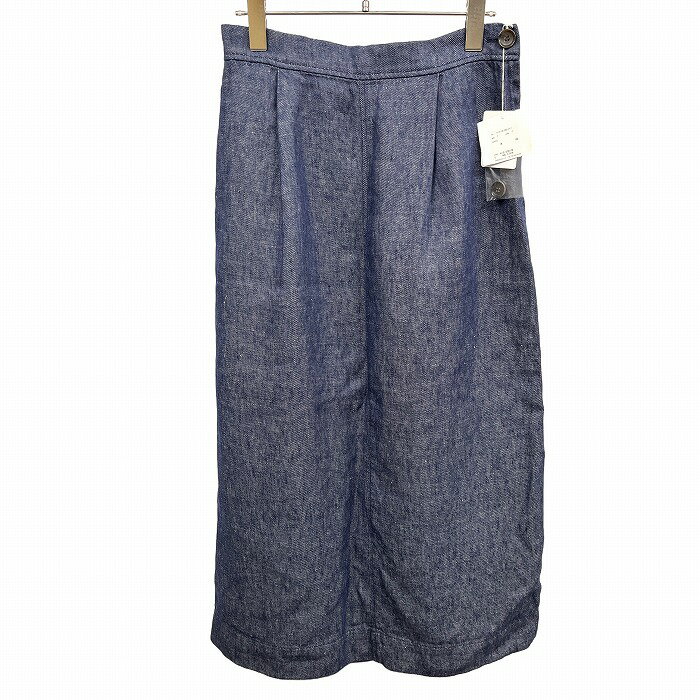 【全品ポイント10倍|開催中|〜07/11(金)01:59まで＼7月お買い物マラソン／100円〜2,000円OFFクーポン配布中】ユニ 【新品】yuni is like a flower to me. デニムスカート ロング 無地 ウエストゴム 麻100% リネン100% F ブルー 青 レディース