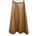 【新品/訳アリ】MARJOUR Aライン ロング スカート ウエストゴム 裏地付き 無地 ポリウレタン×ビスコースレーヨン M ブラウン レディース