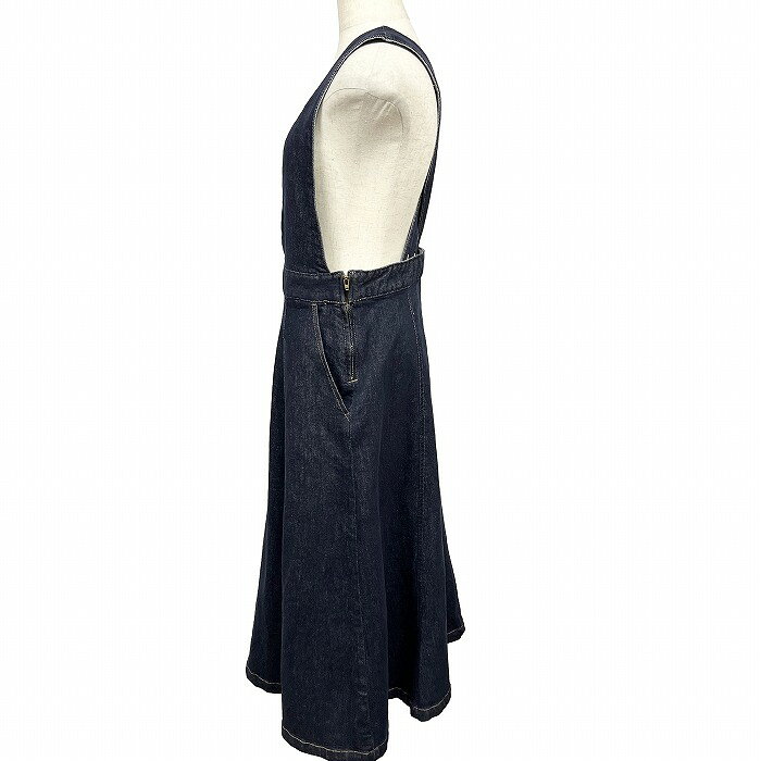 【中古】[印象AB] ROPE PICNIC ロペピクニック ジャンパースカート レディース 38 ネイビー 紺 綿×ポリエステル×ポリウレタン ストレッチ 裏地無し サイドファスナー 前ポケットあり 後ろポケット無し デニム 肩紐 ロング Aライン 無地 undo-rowa-10063844 Undo Rowa 楽天市場店 サンプル画像2