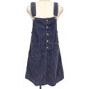 【中古】UNIVERSAL OVERALL コーデュロイ サロペットスカート ジャンパースカート バックスリット 綿100% F パープル 紫×オレンジ レディース