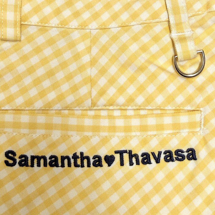 【中古】サマンサタバサ Samantha Thavasa ゴルフ ミニスカート 裏地無し チェック Dリング付き 綿×ポリウレタン M イエロー 黄×白 レディース