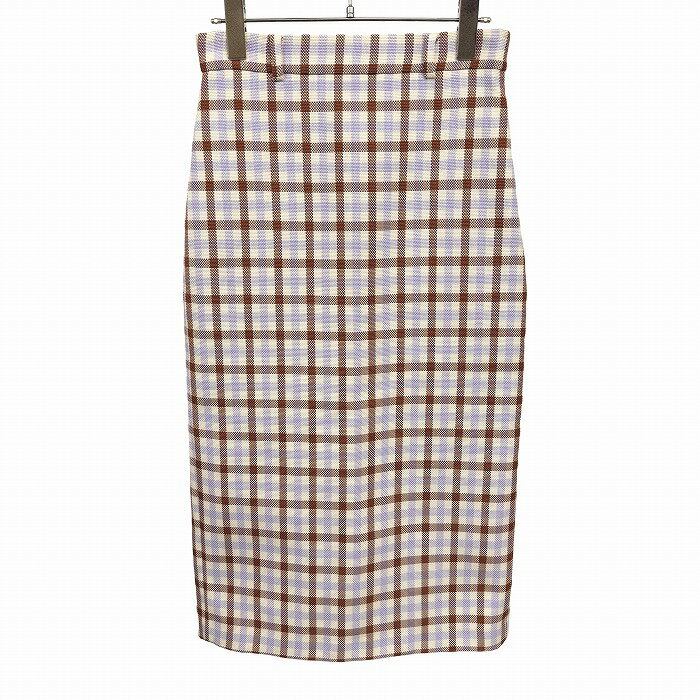 乐天商城 - 【中古】[印象AB] ZARA ザラ ロングスカート タイトスカート レディース SS XS 茶×紫×ベージュ 古着 裏地無し サイドファスナー ベルトループあり ポケット無し バックスリット ザラっとした生地感 チェック柄 モロッコ製
