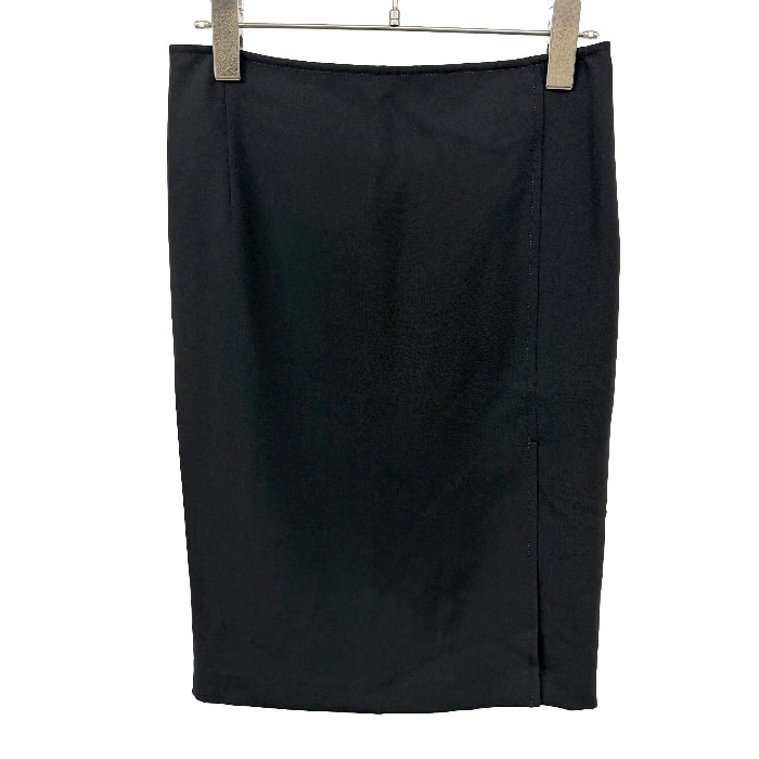【新品】[印象N] PRIVATE LABEL プライベートレーベル タイトスカート ひざ丈スカート レディース M ブラック 黒 ポリエステル×ポリエーテルエステル系繊維 無地 日本製 フロントスリット 裏地付き 後ろファスナー