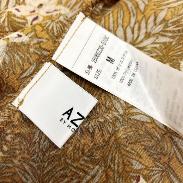 【中古】AZUL by moussy アズールバイマウジー M レディース 女性 薄手 プルオーバーシフォンブラウス 花柄 長袖 ポリエステル100% ブラウン 茶色